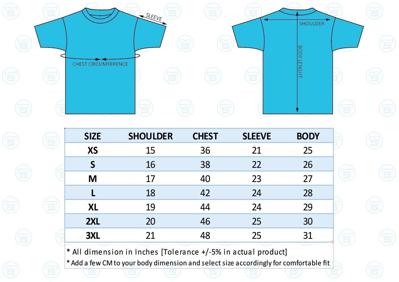 T Shirt Sizes Chart